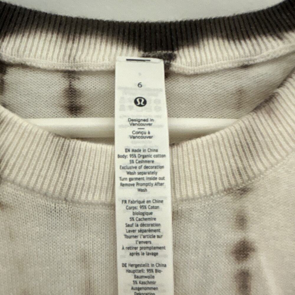 lululemon cashmere blend organic cotton Tie-Dye Crew Neck Long Sleeve top Size 6 - Picture 4 of 5
